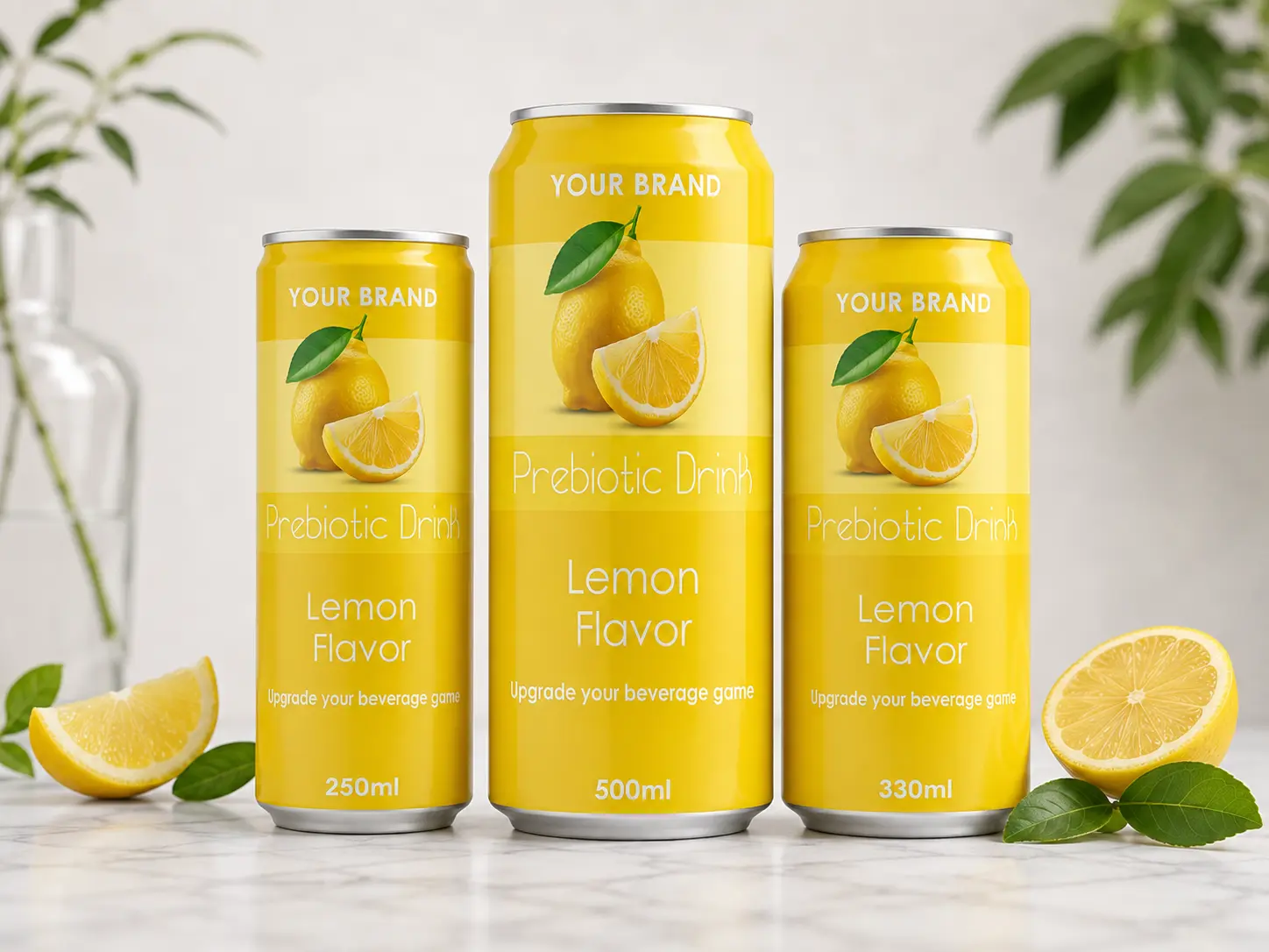 PREBIOTIC DRINK Lemon Flavor 250ml, 330ml and 500ml cans